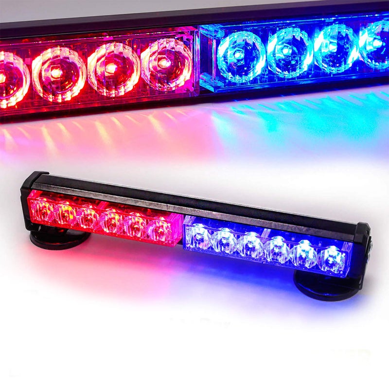 LE-JX Blue/Red Wireless Traffic Advisor Emergency Lights Bar Beacon Led Strobe Warning Light Mini Roof Top Plow Hazard Flash 12 Volt with Magnetic Base Mount and Rechargeable Plug (Blue/Red, 12 LEDs) - Image 1